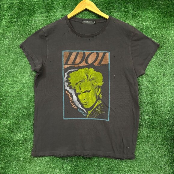 Billy Idol Whiplash Smile Rock Distressed T-Shirt Size Large - Picture 1 of 4